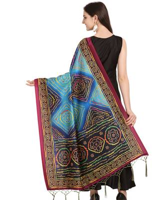 Digital print assam silk dupatta for women and girls to wear on gown chaniya choli kurti etc 3