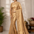 Cream Color alpha with beads hand work rich border work Chiffon Saree