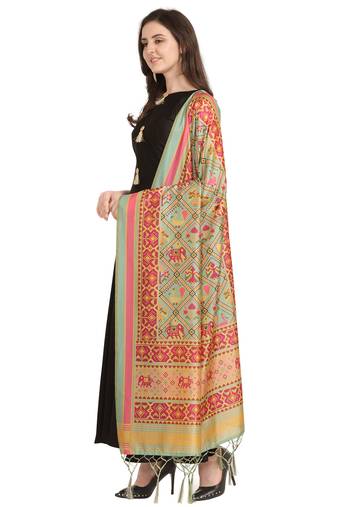 Digital print assam silk dupatta for women and girls to wear on gown chaniya choli kurti etc