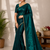 Dark Green Color alpha with beads hand work rich border work Chiffon Saree