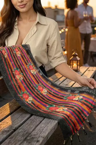 Jequared silk stall printed ethnic wear dupatta