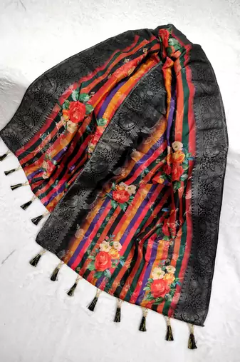 Jequared silk stall printed ethnic wear dupatta