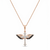 925 Sterling Silver Black & White CZ Winged Cross Pendant Necklace Set for Women
