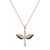 925 Sterling Silver Black & White CZ Winged Cross Pendant Necklace Set for Women