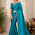 Emerald Color alpha with beads hand work rich border work Chiffon Saree