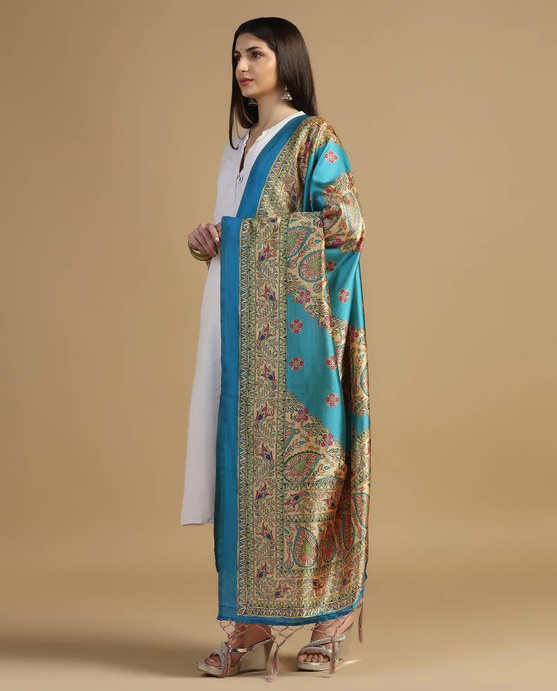 Digital print assam silk dupatta for women and girls to wear on gown chaniya choli kurti etc