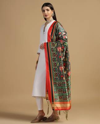 Digital print assam silk dupatta for women and girls to wear on gown chaniya choli kurti etc 1