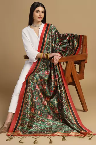 Digital print assam silk dupatta for women and girls to wear on gown chaniya choli kurti etc