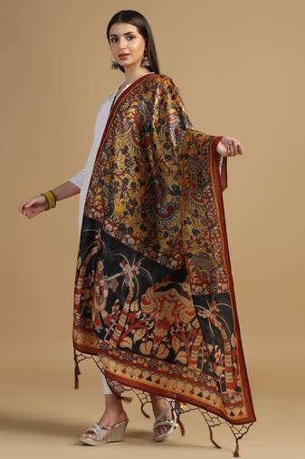 Digital print assam silk dupatta for women and girls to wear on gown chaniya choli kurti etc