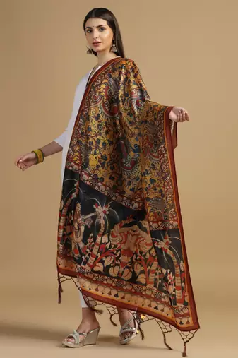 Digital print assam silk dupatta for women and girls to wear on gown chaniya choli kurti etc
