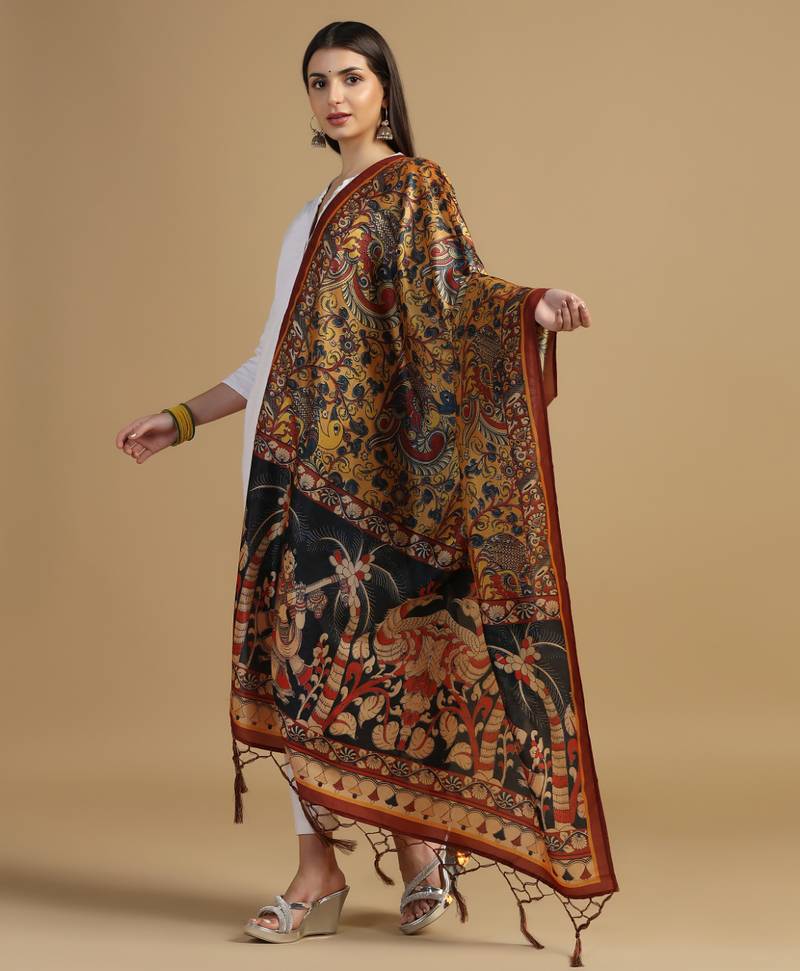 Digital print assam silk dupatta for women and girls to wear on gown chaniya choli kurti etc