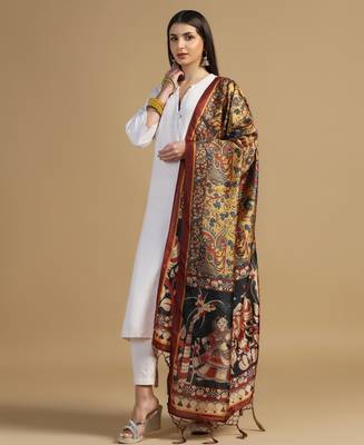 Digital print assam silk dupatta for women and girls to wear on gown chaniya choli kurti etc 2