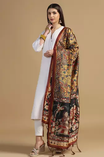 Digital print assam silk dupatta for women and girls to wear on gown chaniya choli kurti etc