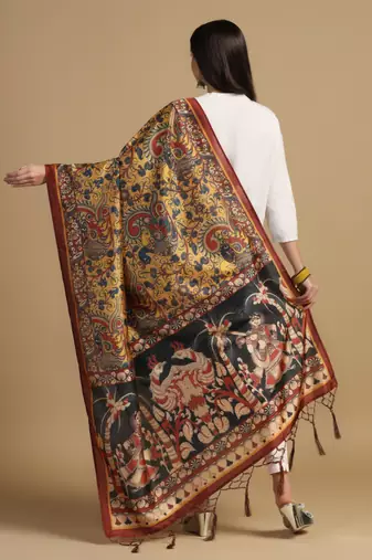 Digital print assam silk dupatta for women and girls to wear on gown chaniya choli kurti etc