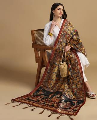 Digital print assam silk dupatta for women and girls to wear on gown chaniya choli kurti etc 4