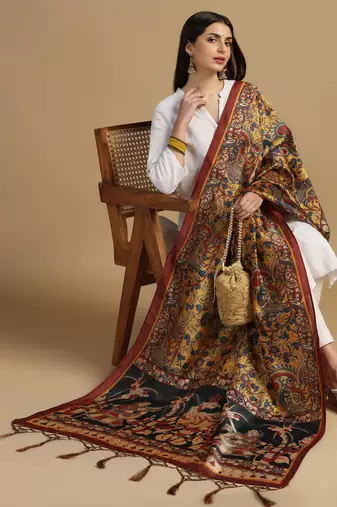 Digital print assam silk dupatta for women and girls to wear on gown chaniya choli kurti etc