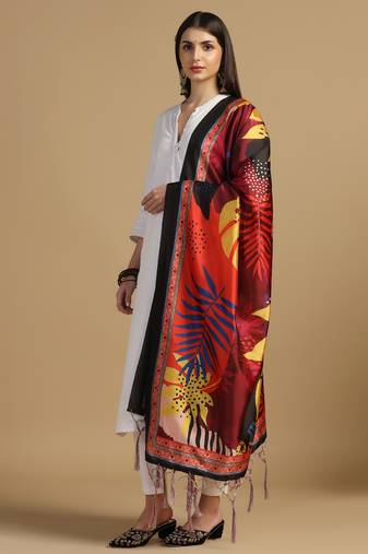 Digital print assam silk dupatta for women and girls to wear on gown chaniya choli kurti etc
