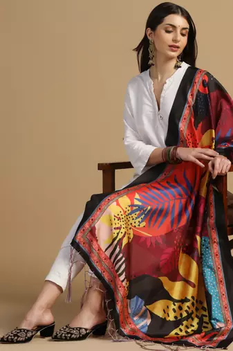 Digital print assam silk dupatta for women and girls to wear on gown chaniya choli kurti etc