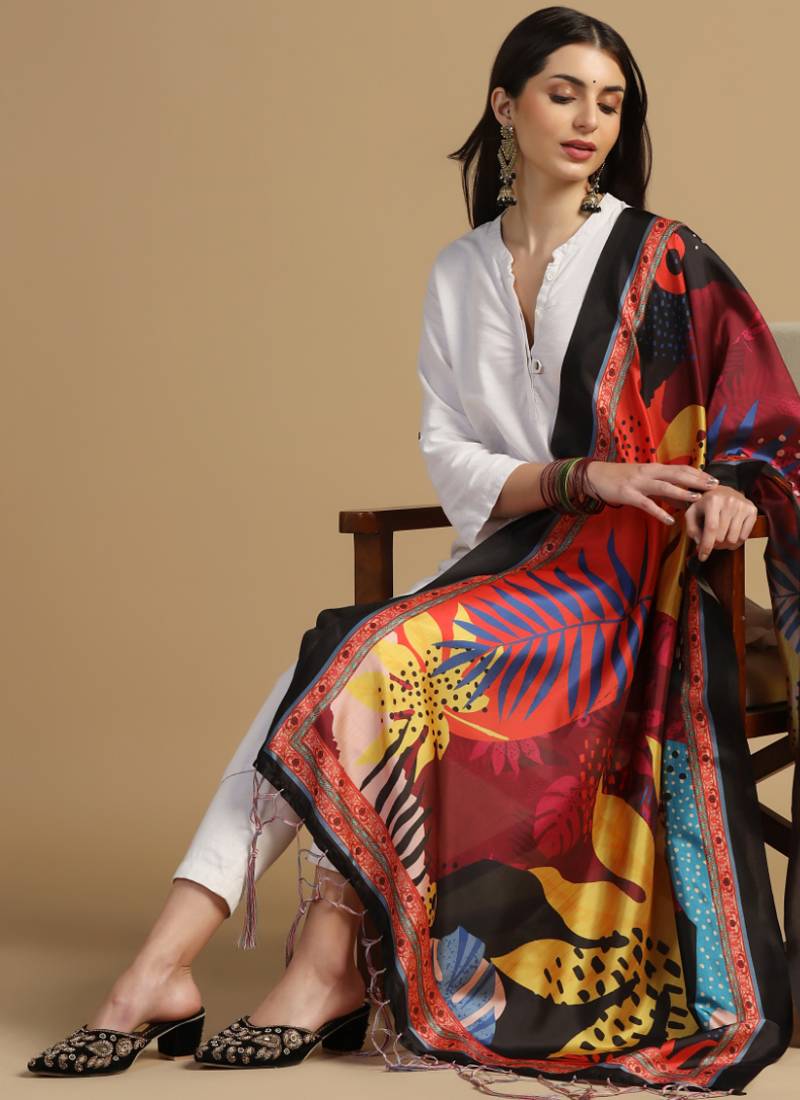 Digital print assam silk dupatta for women and girls to wear on gown chaniya choli kurti etc