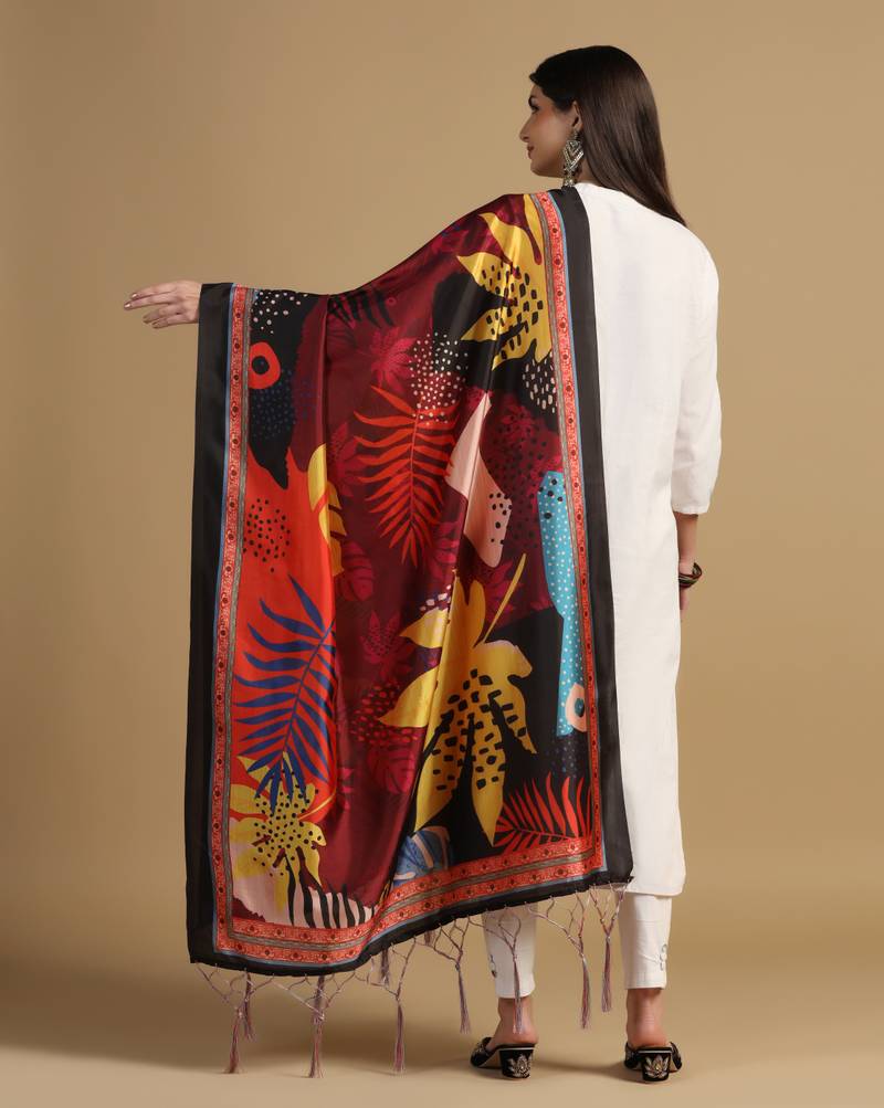 Digital print assam silk dupatta for women and girls to wear on gown chaniya choli kurti etc