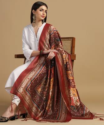Digital print assam silk dupatta for women and girls to wear on gown chaniya choli kurti etc 1