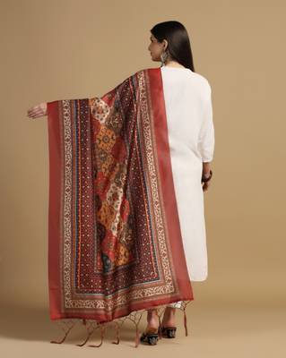 Digital print assam silk dupatta for women and girls to wear on gown chaniya choli kurti etc 4