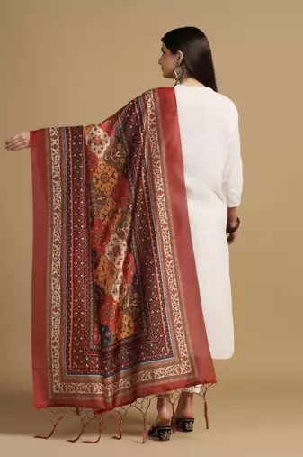 Digital print assam silk dupatta for women and girls to wear on gown chaniya choli kurti etc