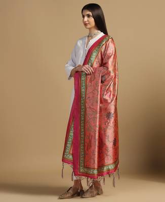 Digital print assam silk dupatta for women and girls to wear on gown chaniya choli kurti etc 1