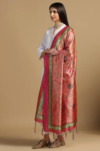 Digital print assam silk dupatta for women and girls to wear on gown chaniya choli kurti etc