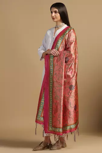 Digital print assam silk dupatta for women and girls to wear on gown chaniya choli kurti etc