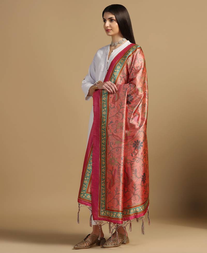 Digital print assam silk dupatta for women and girls to wear on gown chaniya choli kurti etc