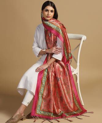 Digital print assam silk dupatta for women and girls to wear on gown chaniya choli kurti etc 2