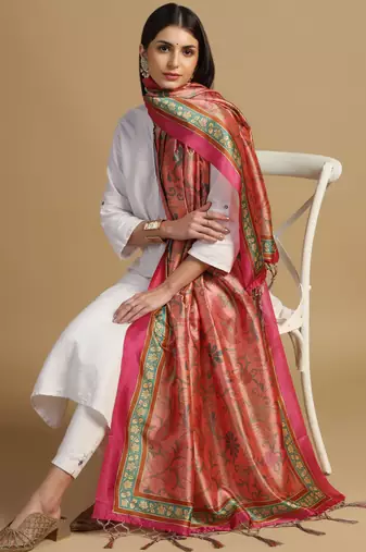 Digital print assam silk dupatta for women and girls to wear on gown chaniya choli kurti etc