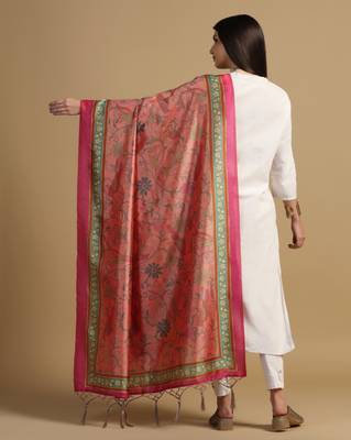 Digital print assam silk dupatta for women and girls to wear on gown chaniya choli kurti etc 3