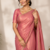 Peach Color alpha with beads hand work rich border work Chiffon Saree