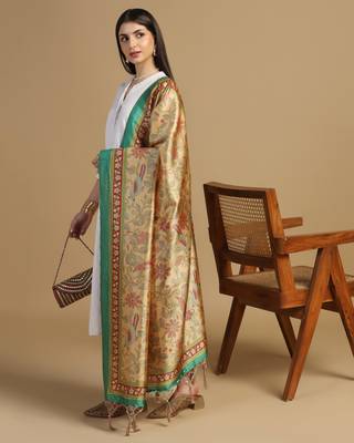 Digital print assam silk dupatta for women and girls to wear on gown chaniya choli kurti etc 2