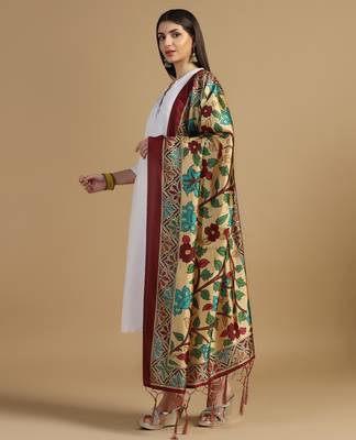 Digital print assam silk dupatta for women and girls to wear on gown chaniya choli kurti etc 1