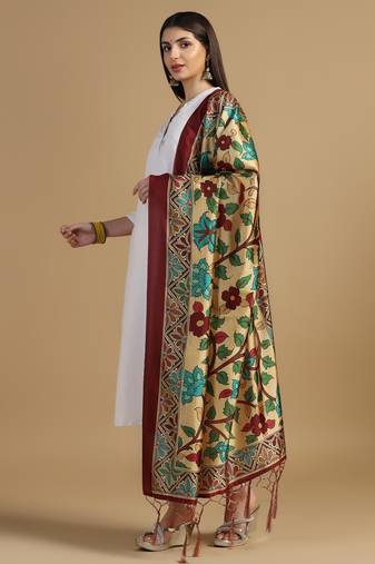 Digital print assam silk dupatta for women and girls to wear on gown chaniya choli kurti etc