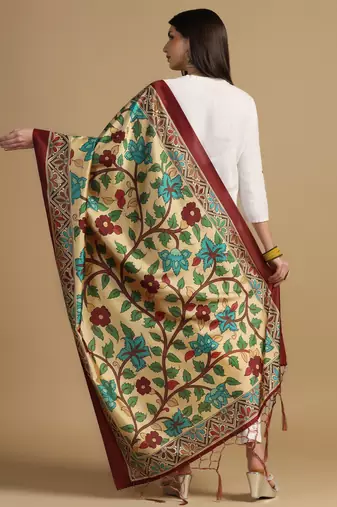 Digital print assam silk dupatta for women and girls to wear on gown chaniya choli kurti etc
