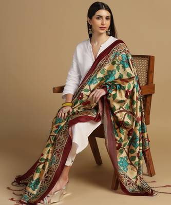 Digital print assam silk dupatta for women and girls to wear on gown chaniya choli kurti etc 5