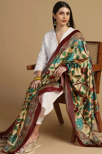Digital print assam silk dupatta for women and girls to wear on gown chaniya choli kurti etc