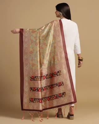 Digital print assam silk dupatta for women and girls to wear on gown chaniya choli kurti etc 1