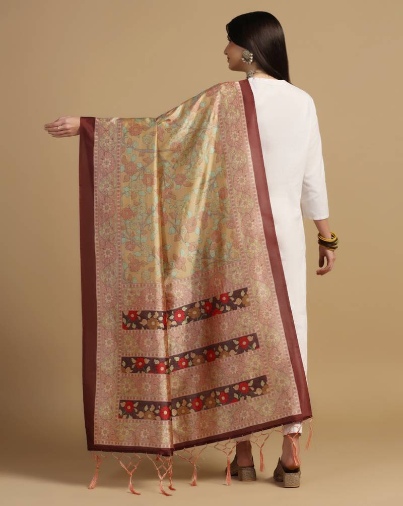 Digital print assam silk dupatta for women and girls to wear on gown chaniya choli kurti etc