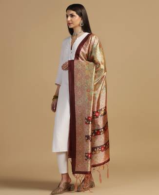 Digital print assam silk dupatta for women and girls to wear on gown chaniya choli kurti etc 2