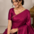 Plum Color alpha with beads hand work rich border work Chiffon Saree
