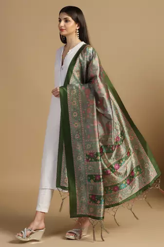 Digital print assam silk dupatta for women and girls to wear on gown chaniya choli kurti etc