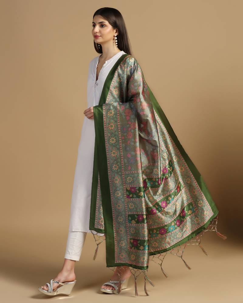 Digital print assam silk dupatta for women and girls to wear on gown chaniya choli kurti etc
