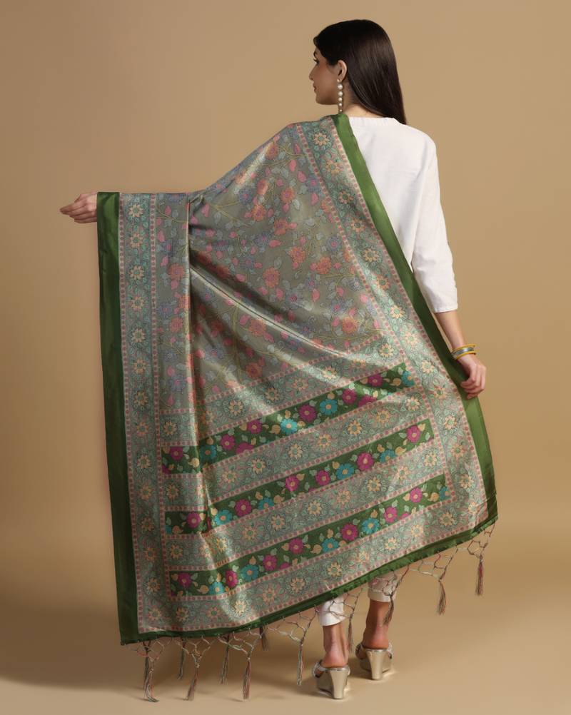 Digital print assam silk dupatta for women and girls to wear on gown chaniya choli kurti etc