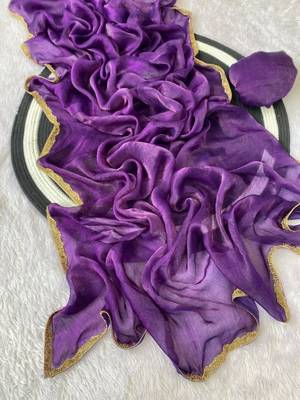 Purple Color alpha with beads hand work rich border work Chiffon Saree 2