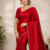 Red Color alpha with beads hand work rich border work Chiffon Saree
